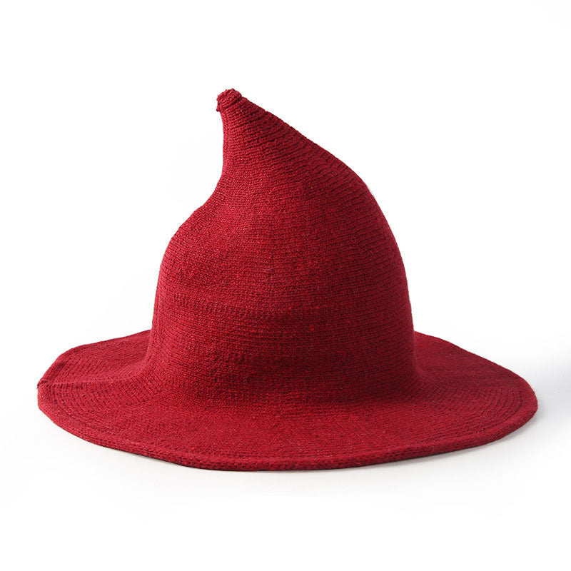 Wool Witch Wizard Hat Wide Brim High Crown Hand-Painted