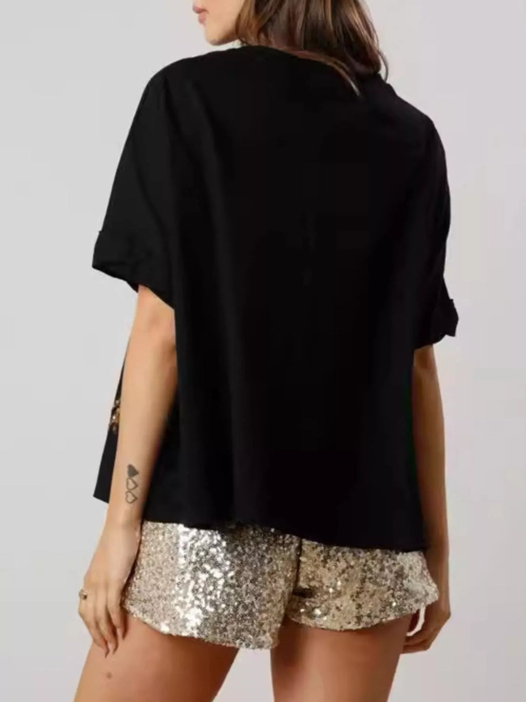 Sarah Express Women's Sequin Tiger Round Neck T-Shirt