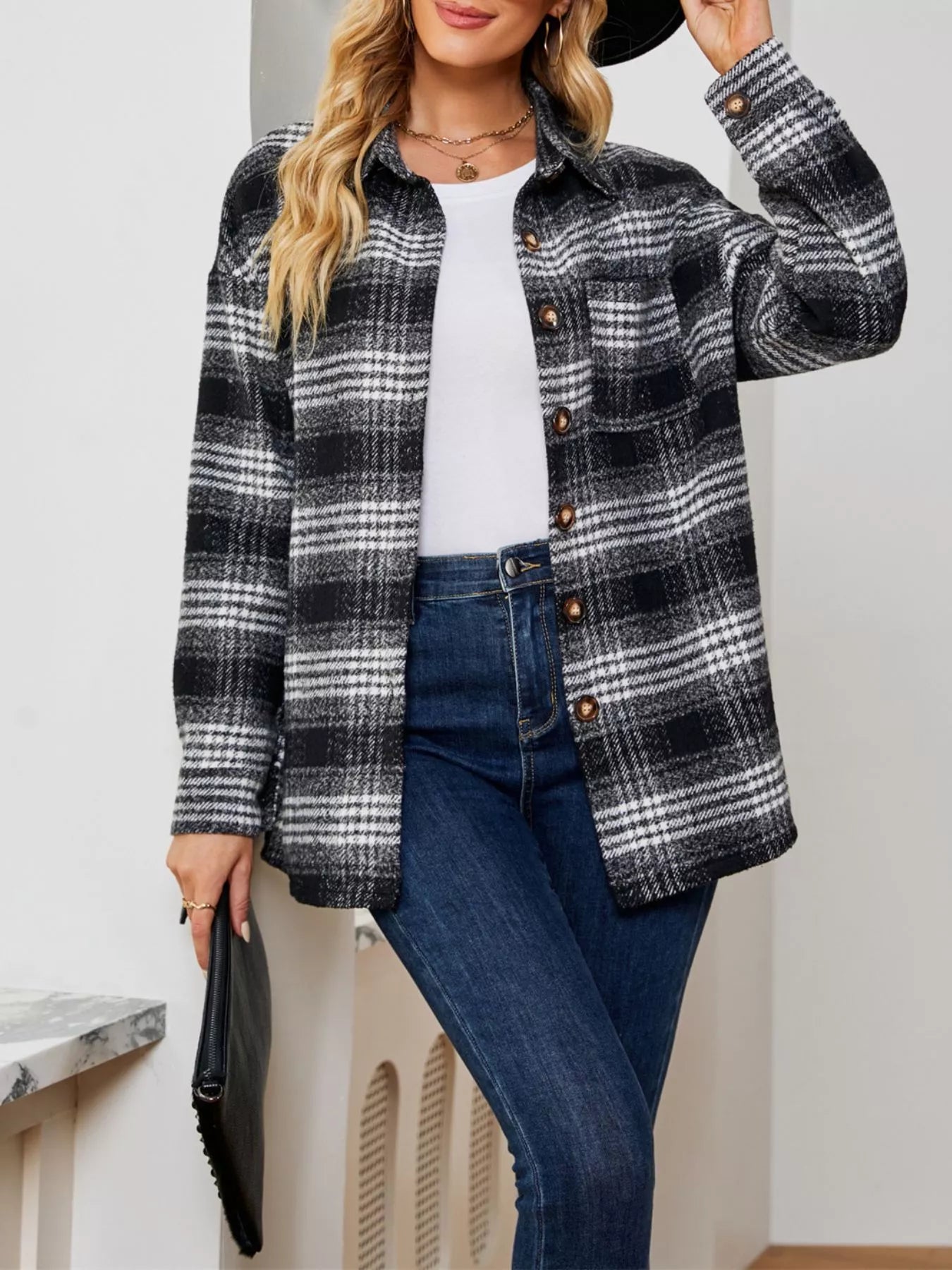 Sarah Express Women's Plaid Button-Up Shirt