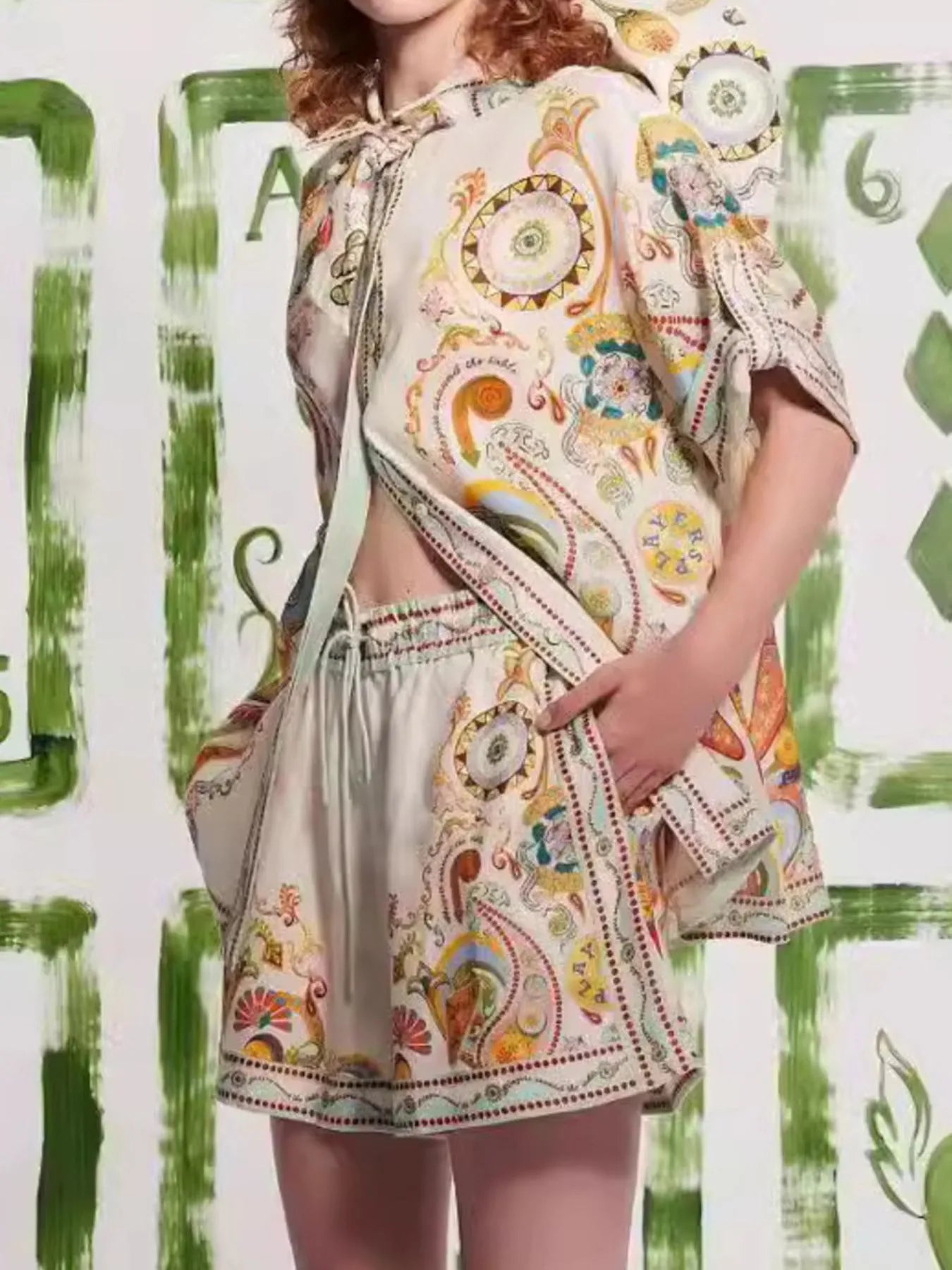 Sarah Express Women's Printed Half Sleeve Shirt and Shorts Set