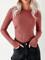 Sarah Express Women's Ribbed Long Sleeve Fitted Bodysuit