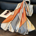 Women's Lightweight Silk Scarf Plaid Sun Protection Shawl Spring Summer