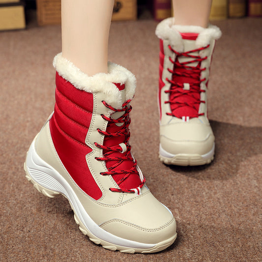 Sarah Express Women's Plush Snow Boots | Warm Ankle Boots with Wedge Heel & Faux Fur Lining