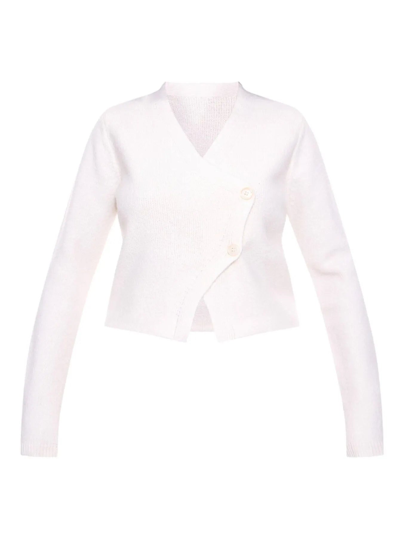 Sarah Express Women's Cropped V-Neck Button-Up Cardigan