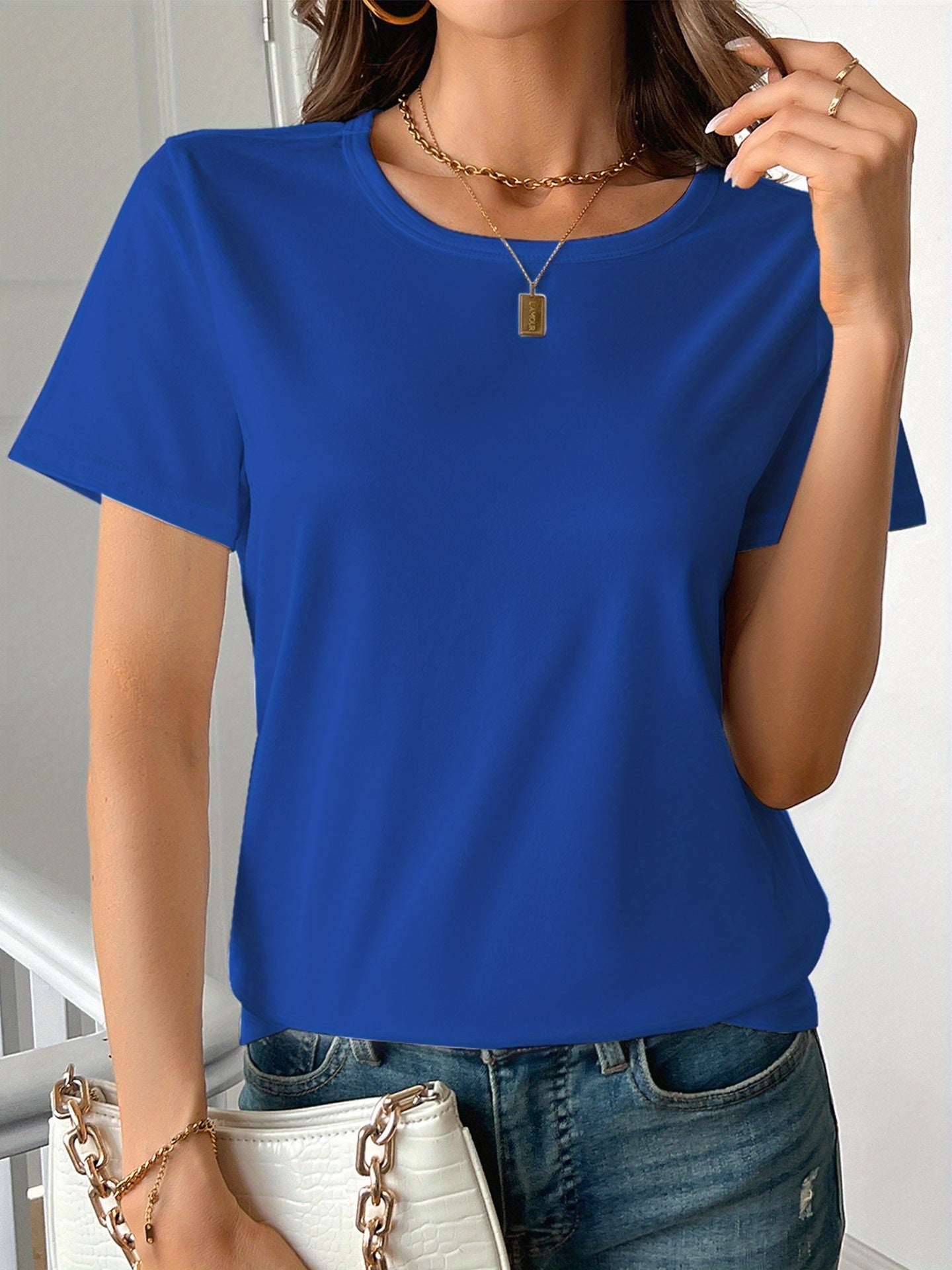 Women's Round Neck Short Sleeve Cotton T-Shirt 3D Print Casual