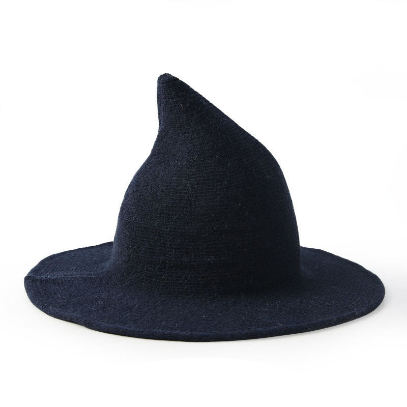 Wool Witch Wizard Hat Wide Brim High Crown Hand-Painted