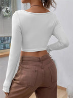 Sarah Express Women's Twisted Front Long Sleeve T-Shirt