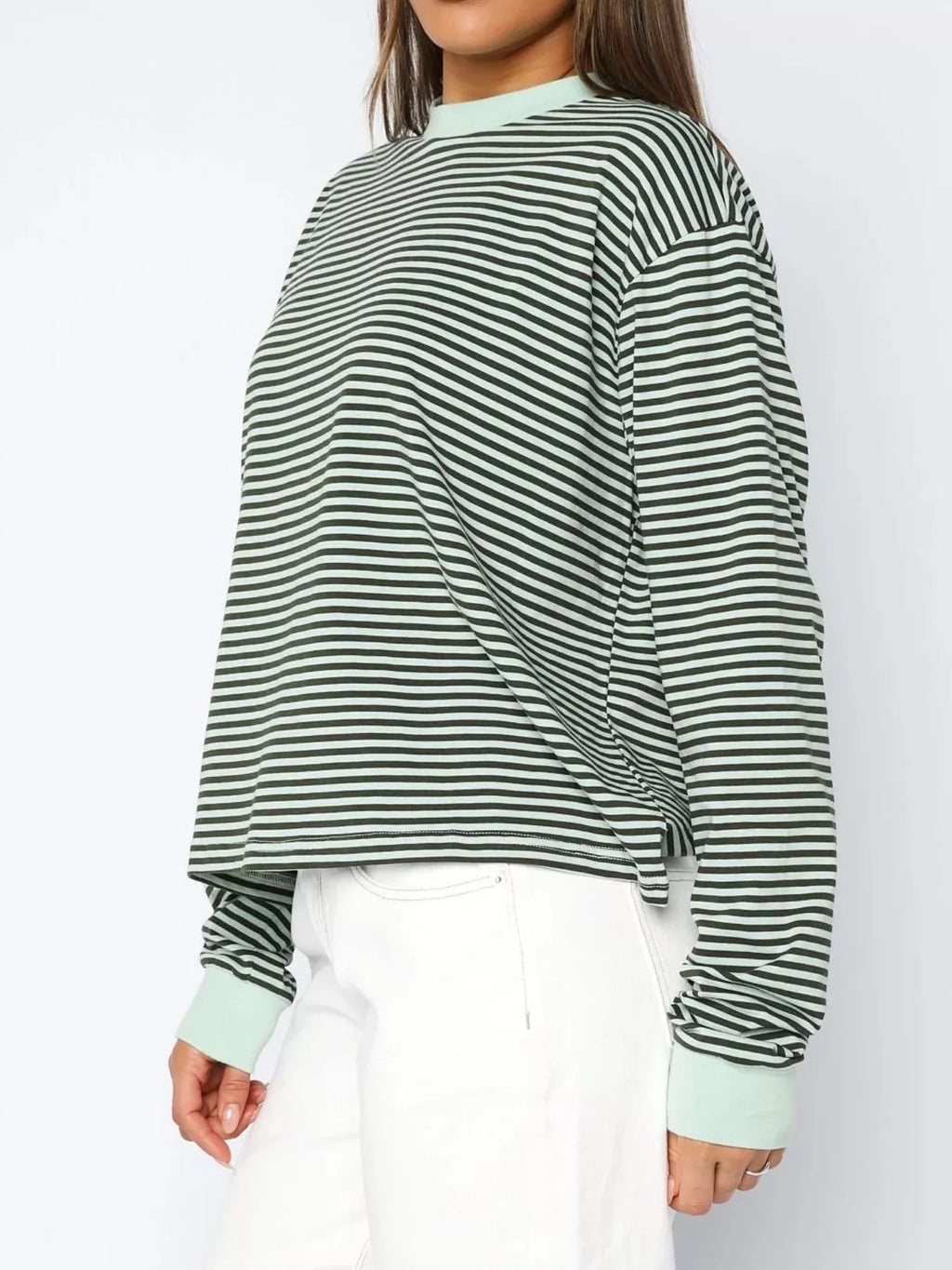 Sarah Express Women's Striped Oversized Round Neck Sweatshirt