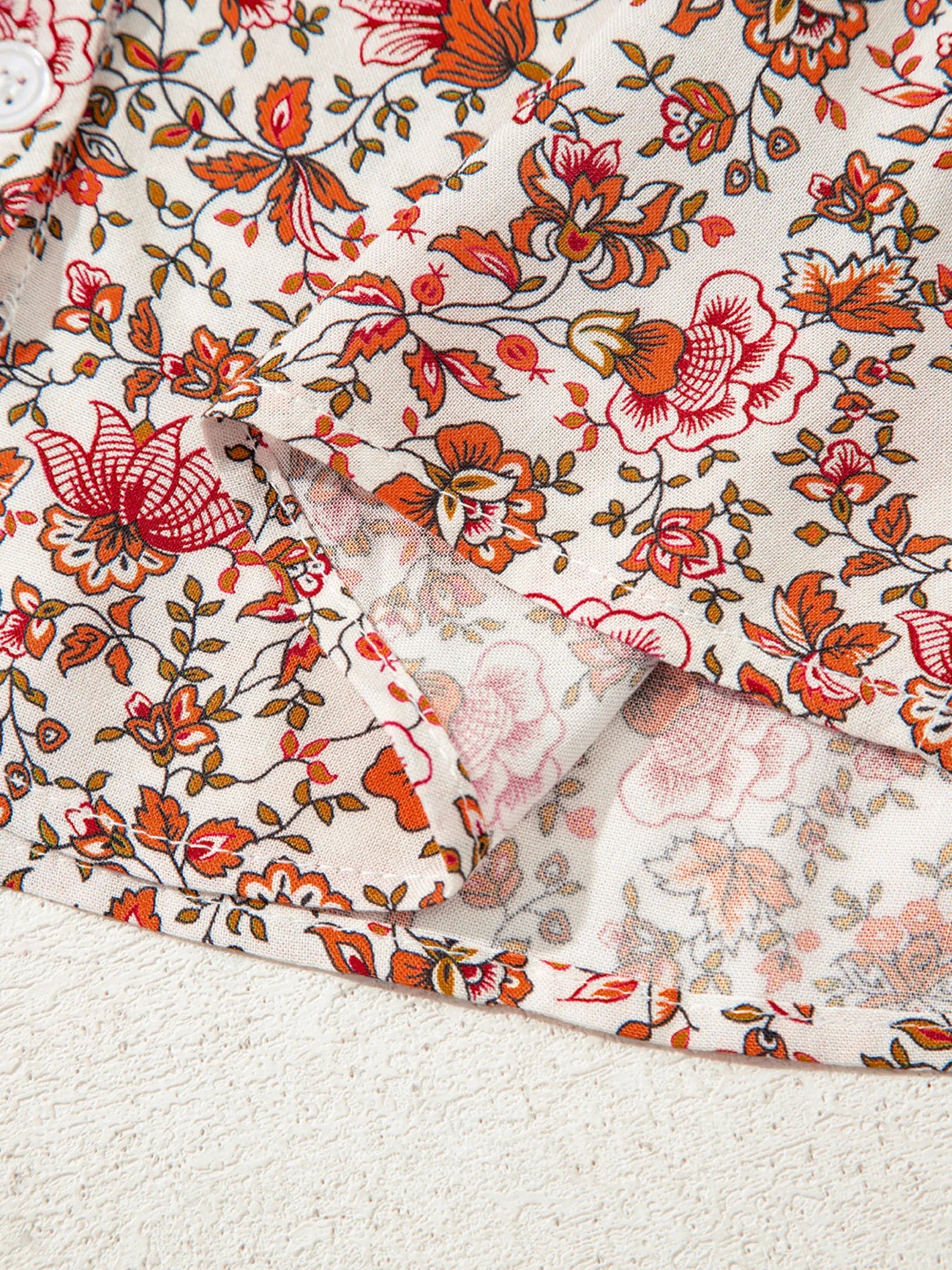 Sarah Express Women's Floral Long Sleeve Button Down Blouse