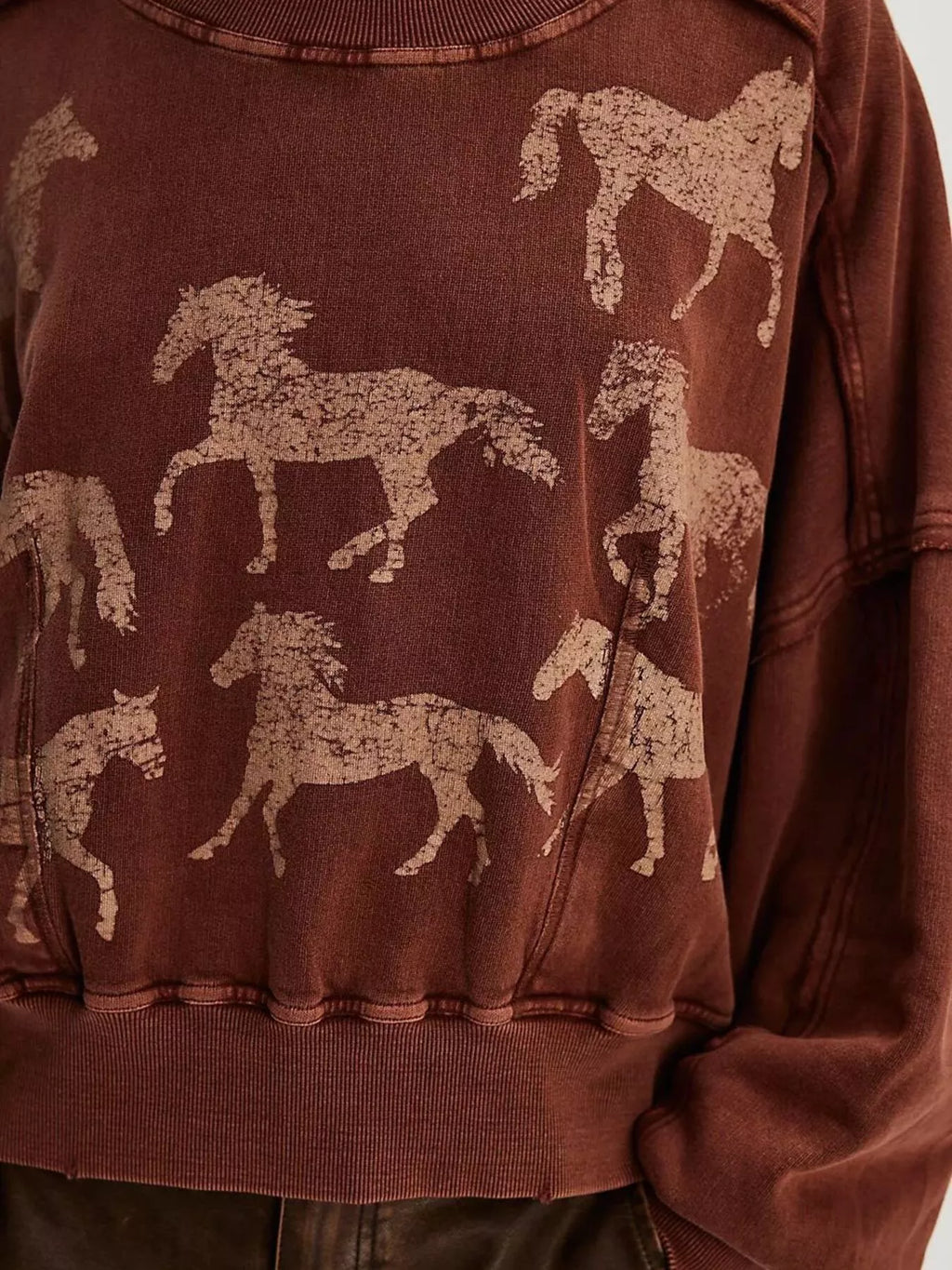 Sarah Express Women's Printed Round Neck Dropped Shoulder Sweatshirt