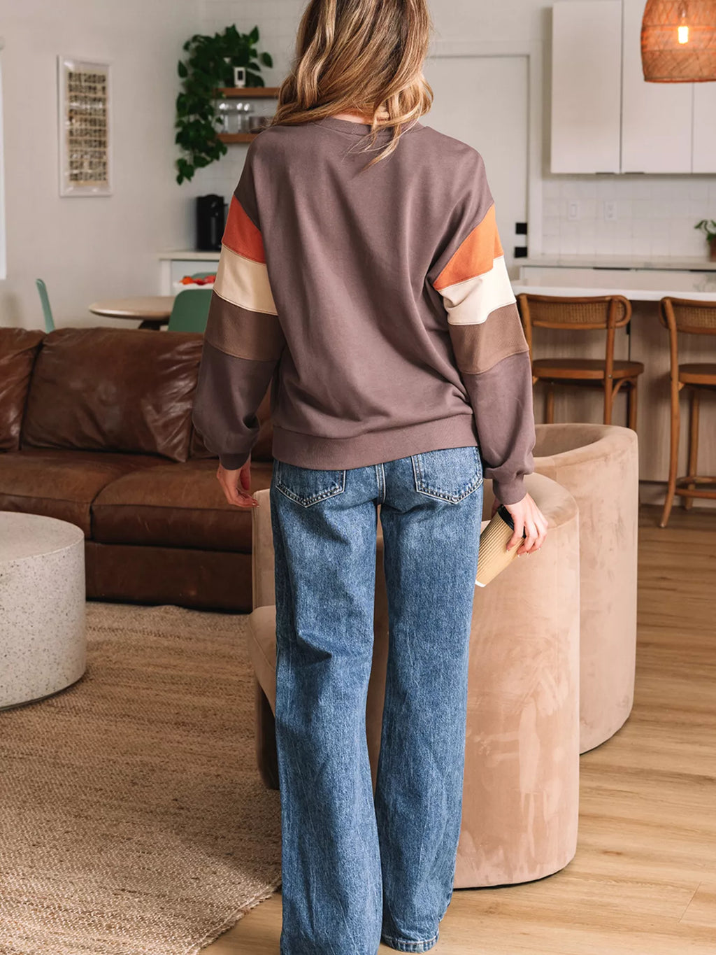 Sarah Express Women's Sequin Bow Pumpkin Round Neck Sweatshirt