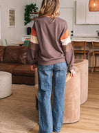 Sarah Express Women's Sequin Bow Pumpkin Round Neck Sweatshirt