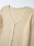 Sarah Express Women's Ribbed Knit Button Front V Neck Cardigan