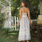 Women's Sleeveless Floral Suspender Maxi Dress