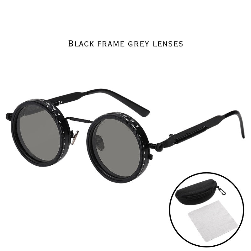 Dimmable Round Frame Sunglasses Aluminum Magnesium Women's Eyewear