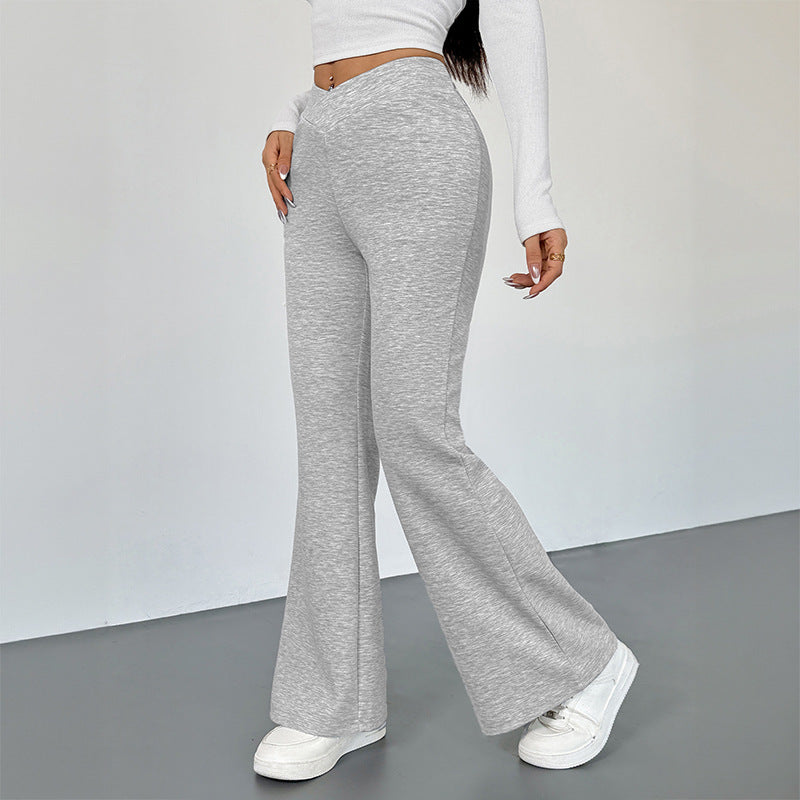 Women's Slim Fit Bootcut Trousers Viscose Blend Stretch Casual Pants