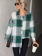 Sarah Express Women's Plaid Button-Down Long Sleeve Shirt