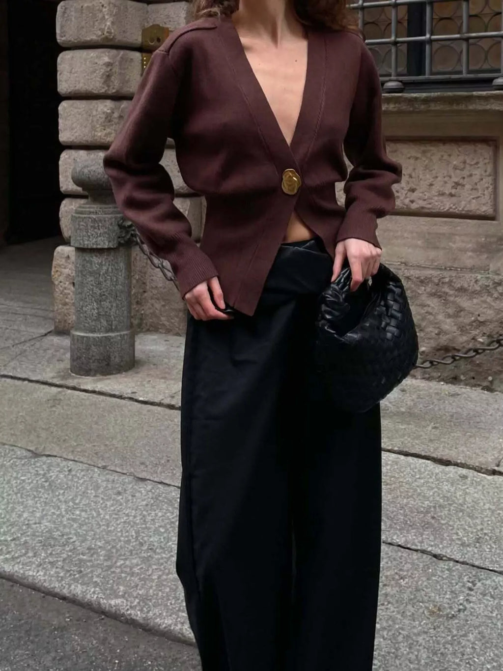 Sarah Express Women's Single-Button Knit Cardigan