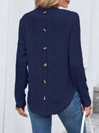 Sarah Express Women's Openwork Textured Long Sleeve Top