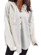 Sarah Express Women's Drawstring Button Front Hoodie