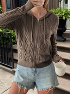 Sarah Express Women's Cozy Cable-Knit Zip-Up Cardigan