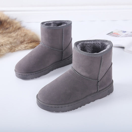 Sarah Express Women's Faux Fur Snow Boots | Suede Flat Heel Winter Ankle Boots