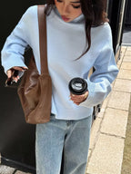 Sarah Express Women's Turtleneck Long Sleeve Sweater - Ribbed Knit Pullover