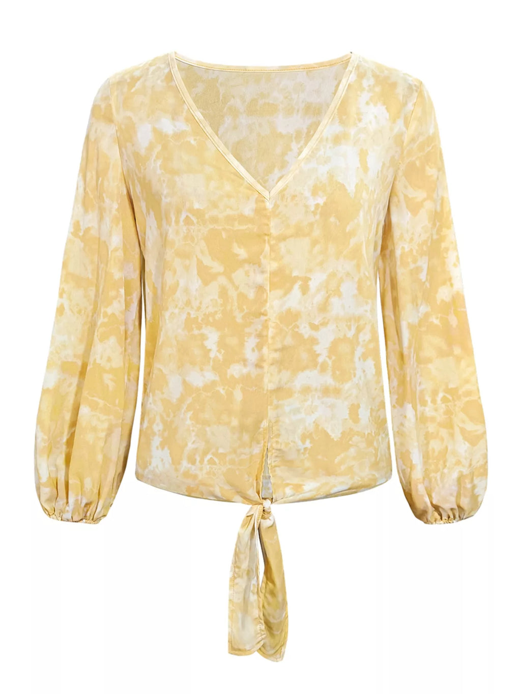 Sarah Express Women's V-Neck Long Sleeve Tie-Front Blouse