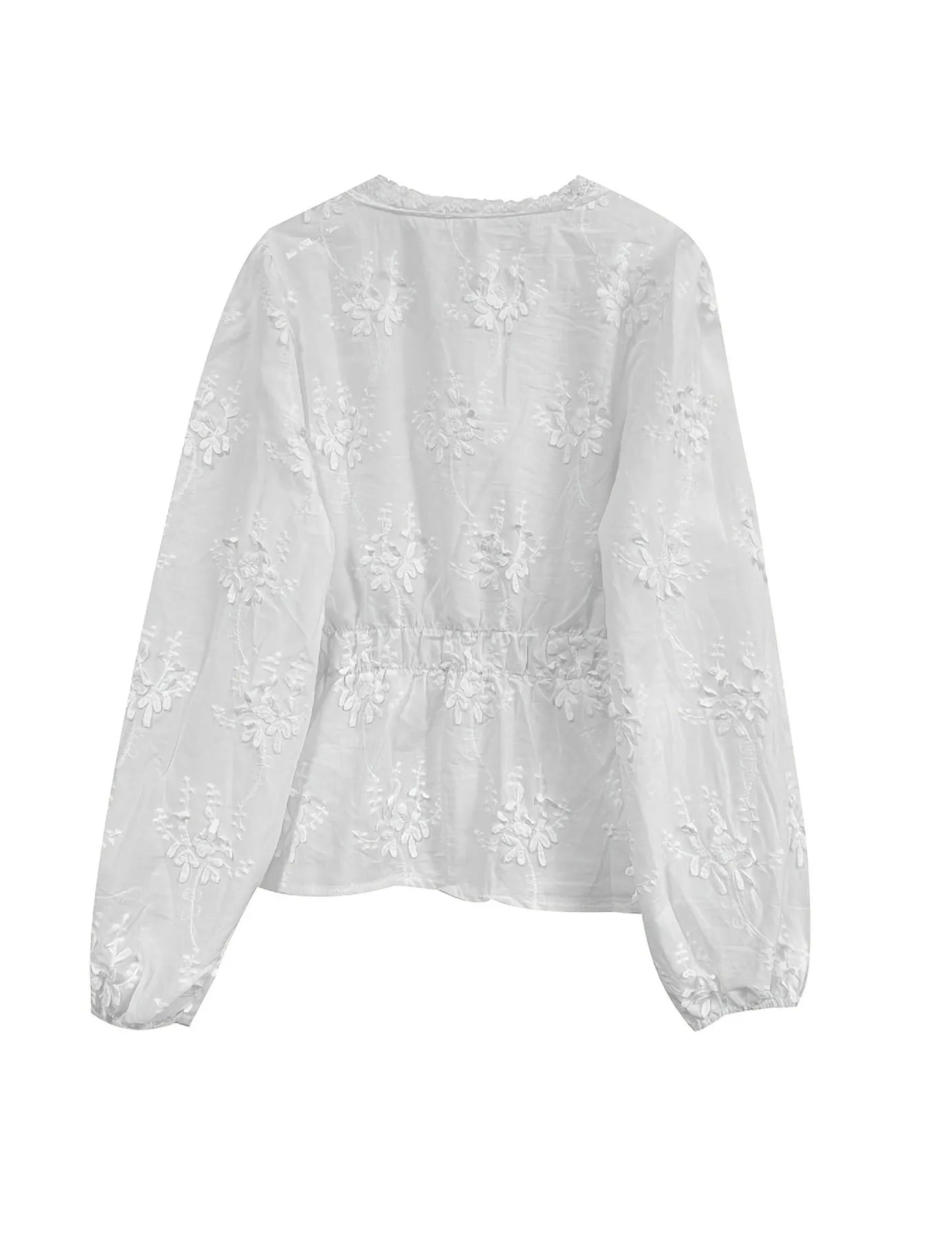 Sarah Express Women's Lace Detail Button Up Shirt