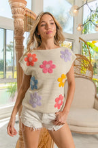 Sarah Express Women’s Crochet Flower Patch Sweater Vest
