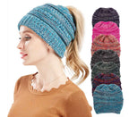 Women's Ponytail Beanie Knit Winter Hat Messy Bun