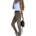 Washed Cotton Slim Fit Cropped Pants with Pockets