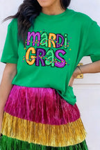 Sarah Express Women's MARDI GRAS Delightful Letter Graphic T Shirt
