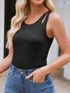 Sarah Express Women's Cutout Round Neck Tank