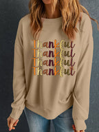 Sarah Express Women's Thankful Repeated Print Drop Shoulder Sweatshirt