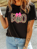 Sarah Express Women's Halloween Ghost Boo Graphic Round Neck T-Shirt