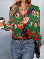 Sarah Express Women's Printed Button Up Long Sleeve Shirt