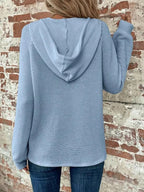 Sarah Express Women's Waffle Knit Long Sleeve Drawstring Hooded Top