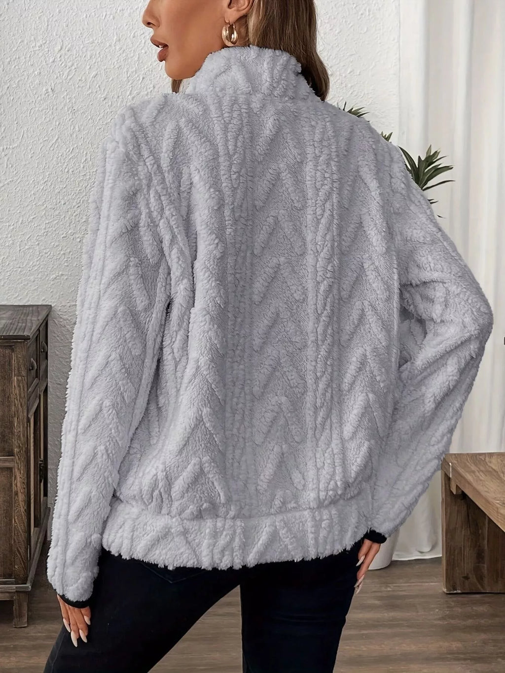 Sarah Express Women's Cozy Sherpa Half Zip Sweatshirt