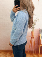 Sarah Express Women's Flower Button-Down Cardigan