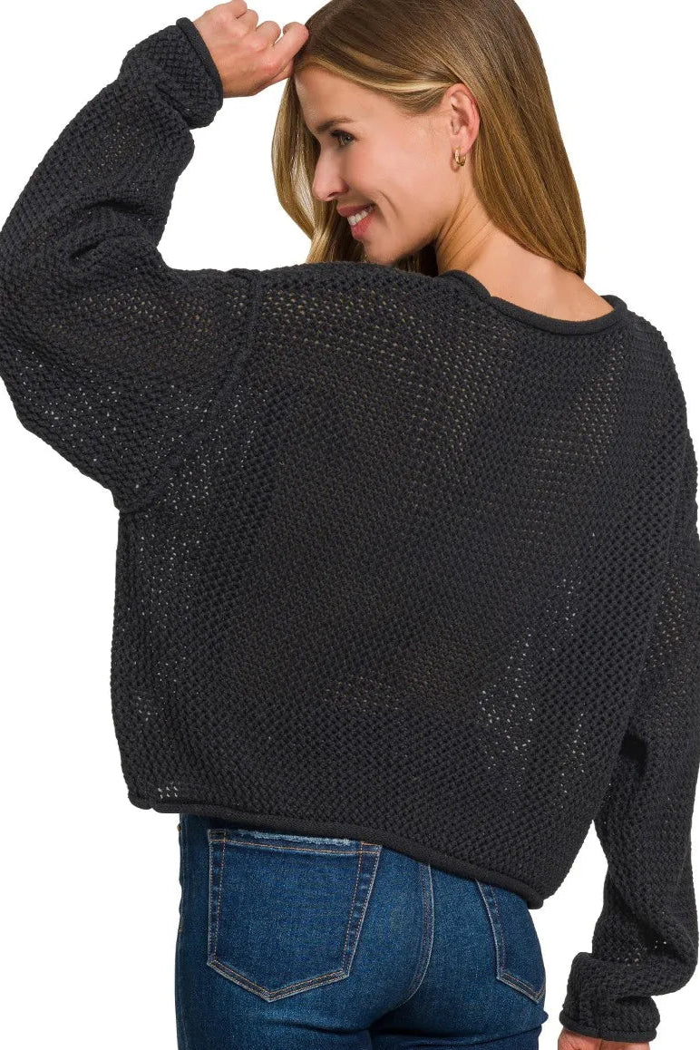 Textured Drop Shoulder Knit Top