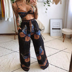 Women's Printed Tube Top Wide Leg Pants Two Piece Set Sleeveless