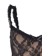 Sarah Express Women's Lace Cami Top with Frill Straps and Bow Detail