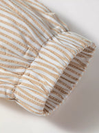 Sarah Express Women's Quarter Zip Striped Patchwork Drop Shoulder Loose Long Sleeve Top