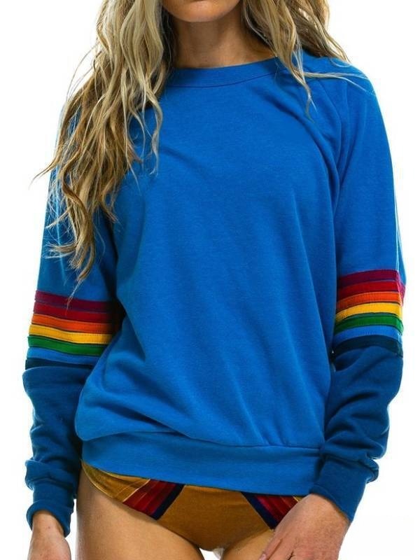 Women's Striped Knit Sweater Long Sleeve Pullover