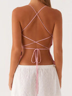 Sarah Express Women's Embroidered Sequin Tie Back Cami