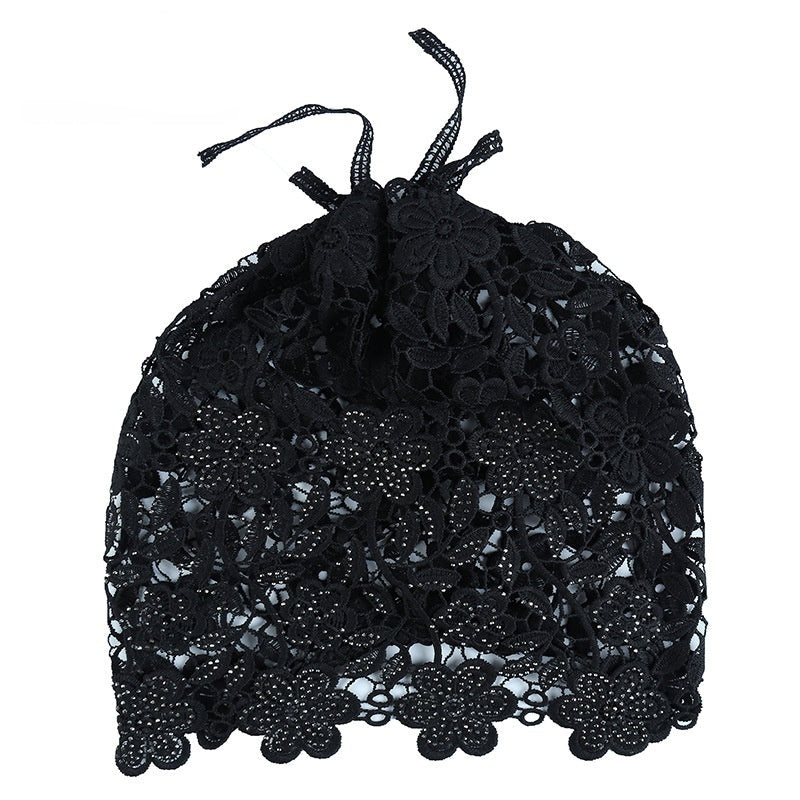 Ethnic Floral Lace Head Wrap Turban Breathable Pullover Hat