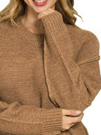 Sarah Express Women’s Oversized Sweater with Exposed Seams and Round Neck