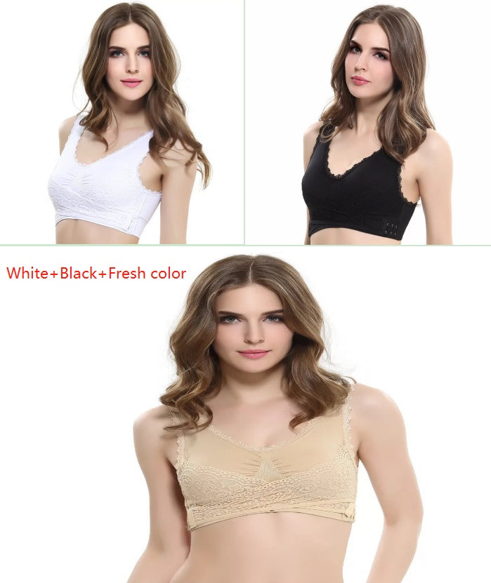 Women's Wireless Sports Bra Lace Detail Seamless