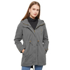 Sarah Express Women's Cotton Anorak Coat - Mid-Length Jacket with Pockets for Spring Fall